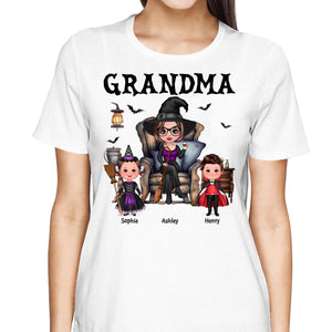 Grandma Witch Sitting On Chair with Kids personalized shirt