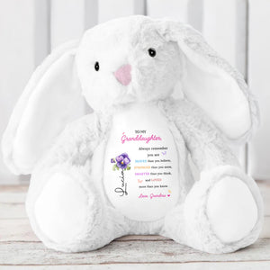To My Granddaughter, Always Remember You Are Braver, Stuffed Bunny and Flowers - Personalized Stuffed Bunny - GDT002_BUN