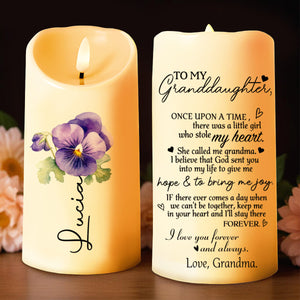 To My Granddaughter, Love From Grandma Heartfelt Message - Personalized Custom LED Candle - GDT005_LECA