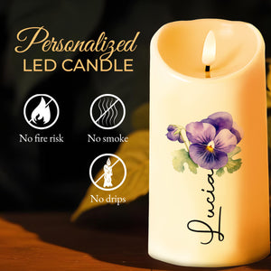 Always Remember You Are Loved More, Featuring Pansy Flower - Personalized Custom LED Candle - GDT007_LECA