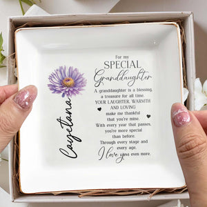 For My Special Granddaughter Love And Blessing Dish - Personalized Custom Jewelry Dish - GDT017_SCRD