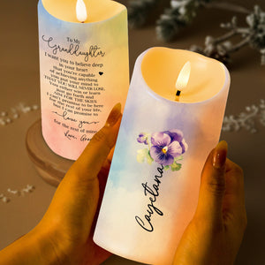 Personalized Pansy Flower LED Candle - Personalized Custom LED Candle - GDT018_LECA
