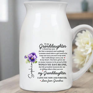 Grandmother Love And Proud Personalized Gift For A Granddaughter - Personalized Ceramic Flower Vase