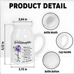 To My Granddaughter Love Grandma Message With Flowers - Personalized Ceramic Flower Vase