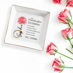Little Reminders For Granddaughter From Grandma - Personalized Custom Jewelry Dish - GDT025_SCRD