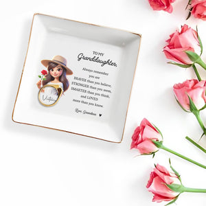 Braver Stronger Smarter Loved Quote For Granddaughter - Personalized Custom Jewelry Dish - GDT034_SCRD