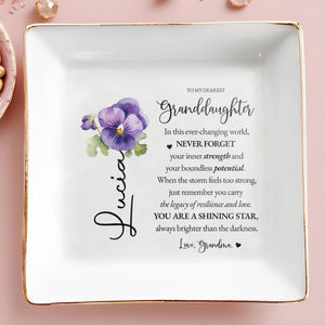 Inspirational Message For Granddaughter Shining Star - Personalized Custom Jewelry Dish - GDT049_SCRD