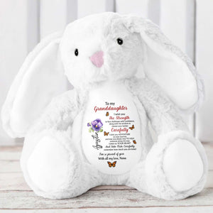 To My Granddaughter, I Wish You The Strength, Flowers and Butterflies - Personalized Stuffed Bunny - GDT060_BUN