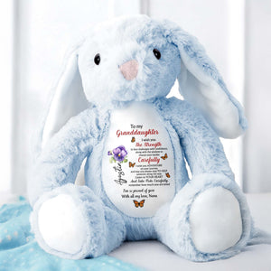 To My Granddaughter, I Wish You The Strength, Flowers and Butterflies - Personalized Stuffed Bunny - GDT060_BUN