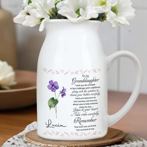 Love And Strength Granddaughter Floral Vase - Personalized Ceramic Flower Vase