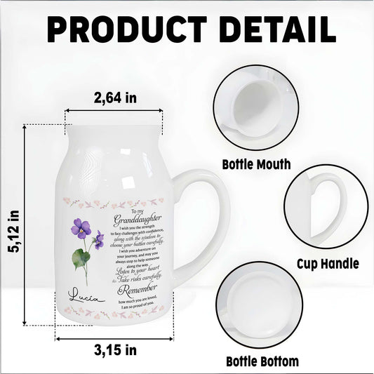Love And Strength Granddaughter Floral Vase - Personalized Ceramic Flower Vase