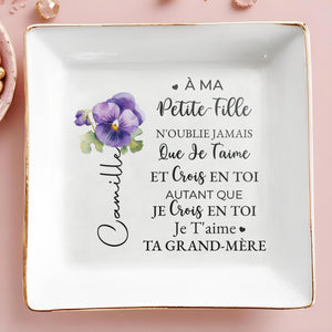 Believe In Yourself Violet Floral Dish - Personalized Custom Jewelry Dish - GDT063_SCRD