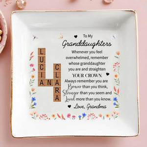 Straighten Your Crown Emotional Quote With Flowers - Personalized Custom Jewelry Dish - GDT070_SCRD