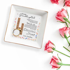 Granddaughter Journey and Ride Floral Inspirational Dish - Personalized Custom Jewelry Dish - GDT072_SCRD
