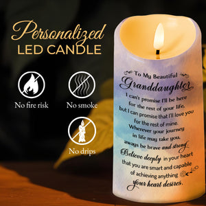 Believe Deeply In Heart's Desires Floral Heart Design - Personalized Custom LED Candle - GDT075_LECA