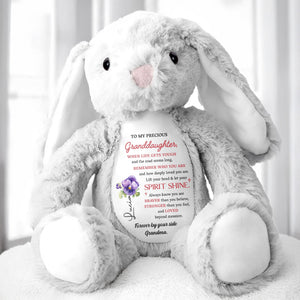To My Precious Granddaughter, When Life Gets Tough And The Road Seems Long, Remember Who You Are, Bunny and Flowers - Personalized Stuffed Bunny - GDT102_BUN