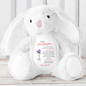 To My Granddaughter, Once Upon A Time, Bunny And Flowers - Personalized Stuffed Bunny - GDT108_BUN