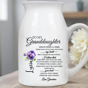 Granddaughter Heartwarming Message With Flowers - Personalized Ceramic Flower Vase
