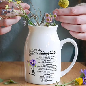 Granddaughter Heartwarming Message With Flowers - Personalized Ceramic Flower Vase
