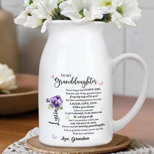 Love You For The Rest Of Mine Granddaughter Vase - Personalized Ceramic Flower Vase