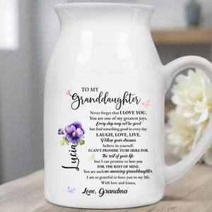 Love You For The Rest Of Mine Granddaughter Vase - Personalized Ceramic Flower Vase