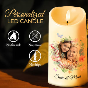 Shining Star Granddaughter Inspirational Message With Flowers And Butterflies - Personalized Custom LED Candle - GDT128_LECA