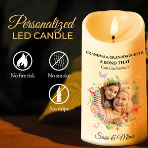 Grandma And Granddaughter Forever Love Floral Design - Personalized Custom LED Candle - GDT129_LECA