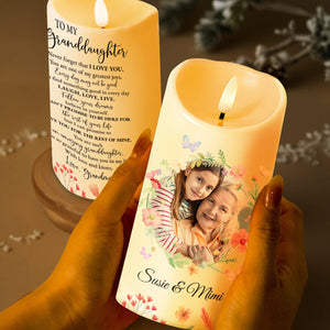Love and Dreams Granddaughter Floral LED Candle - Personalized Custom LED Candle - GDT166_LECA