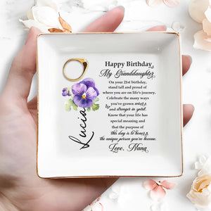Celebrate Your Journey Wisdom And Strength Pansy Flower - Personalized Custom Jewelry Dish - GDT169_SCRD