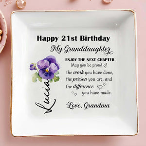 Proud Of You, Enjoy The Next Chapter With Violets - Personalized Custom Jewelry Dish - GDT179_SCRD