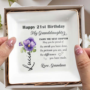Proud Of You, Enjoy The Next Chapter With Violets - Personalized Custom Jewelry Dish - GDT179_SCRD
