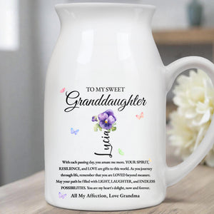 To My Sweet Granddaughter Love and Encouragement Ceramic Vase - Personalized Ceramic Flower Vase