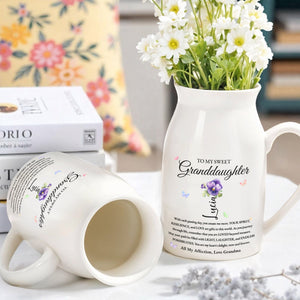 To My Sweet Granddaughter Love and Encouragement Ceramic Vase - Personalized Ceramic Flower Vase