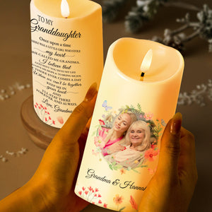 Love Message To Granddaughter Surrounding Flowers - Personalized Custom LED Candle - GDT193_LECA