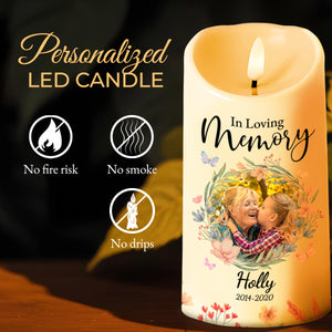 Heaven Is Beautiful Because Of My Granddaughter, Flowers Embrace - Personalized Custom LED Candle - GDT203_LECA
