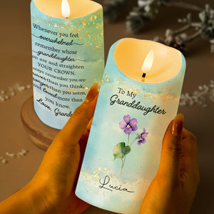 Braver Stronger Loved Inspirational Quote With Flowers - Personalized Custom LED Candle - GDT222_LECA