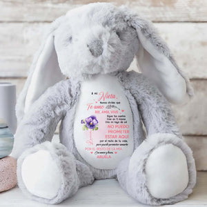 A mi Nieta, Nunca Olvides Que Te Amo, Bunny and Flowers - Personalized Stuffed Bunny - GDT257_BUN