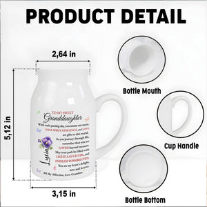 To My Sweet Granddaughter, Butterflies And Pansy Flower - Personalized Ceramic Flower Vase
