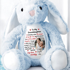 To My Granddaughter, Someday, When The Pages Of My Life End, You'll Be One Of Its Most Beautiful Chapters - Personalized Stuffed Bunny - GDT259_BUN