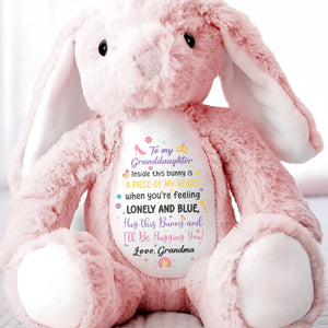 To My Granddaughter, Inside This Bunny Is A Piece Of My Heart, Stuffed Bunny - Personalized Stuffed Bunny - GDT267_BUN