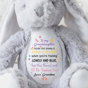 To My Granddaughter, Inside This Bunny Is A Piece Of My Heart, Stuffed Bunny - Personalized Stuffed Bunny - GDT267_BUN
