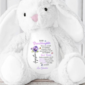 To My Granddaughter, Whenever You Feel Overwhelmed, Crown And Flowers - Personalized Stuffed Bunny - GDT271_BUN