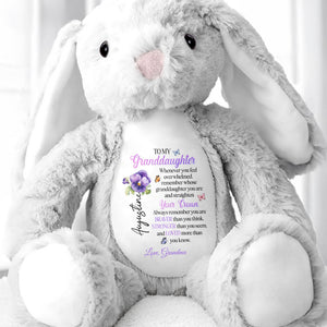To My Granddaughter, Whenever You Feel Overwhelmed, Crown And Flowers - Personalized Stuffed Bunny - GDT271_BUN