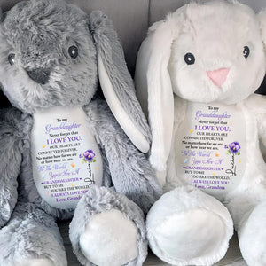 To My Granddaughter, Never Forget That I Love You, Bunny and Flowers - Personalized Stuffed Bunny - GDT277_BUN