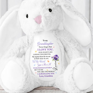 To My Granddaughter, Never Forget That I Love You, Bunny and Flowers - Personalized Stuffed Bunny - GDT277_BUN
