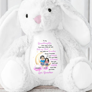 To My Granddaughter, There Once Upon A Time There Was A Little Girl Who Stole My Heart, She Called Me Grandma - Personalized Stuffed Bunny - GDT279_BUN