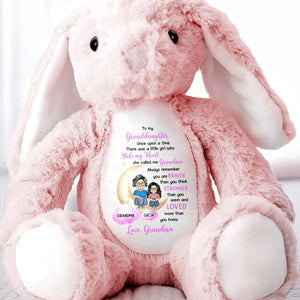 To My Granddaughter, There Once Upon A Time There Was A Little Girl Who Stole My Heart, She Called Me Grandma - Personalized Stuffed Bunny - GDT279_BUN