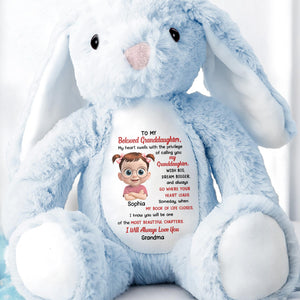 To My Beloved Granddaughter, Wish Big, Dream Bigger, Stuffed Bunny - Personalized Stuffed Bunny - GDT281_BUN