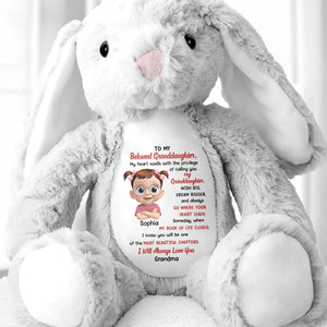 To My Beloved Granddaughter, Wish Big, Dream Bigger, Stuffed Bunny - Personalized Stuffed Bunny - GDT281_BUN