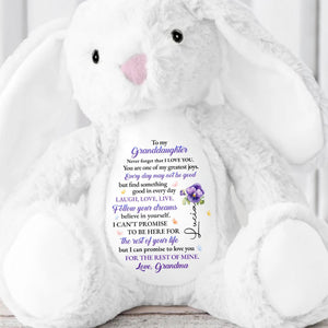 To My Granddaughter, Never Forget That I Love You, Stuffed Bunny And Flowers - Personalized Stuffed Bunny - GDT282_BUN
